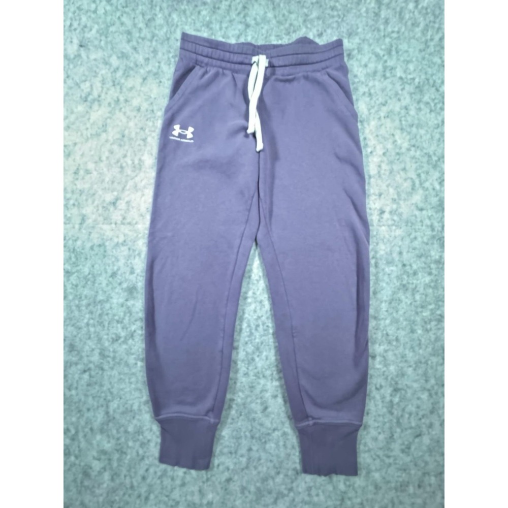 Under Armour Womens Purple Rival Fleece Joggers Sweatpants Small 1356416